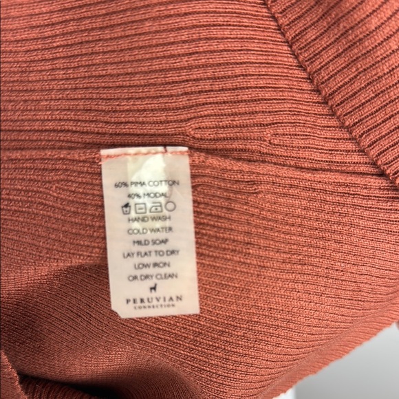 Peruvian Connection-Women's Rust Ribbed Top - Picture 6 of 6